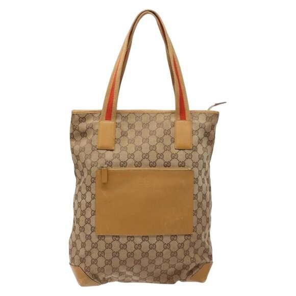 GUCCI GG Canvas Tote Bag Beige Silver 019 0401 Auth - Picture 1 of 16